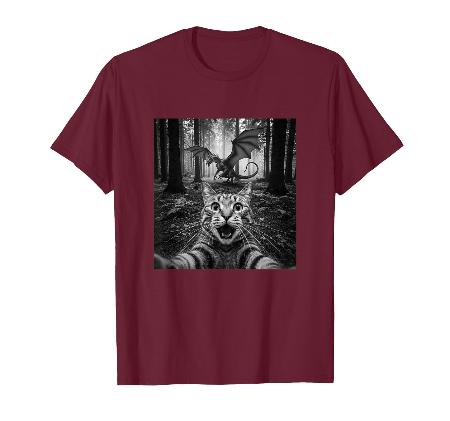 Funny Cat Selfie with Dragon for Men Women Kid T-Shirt