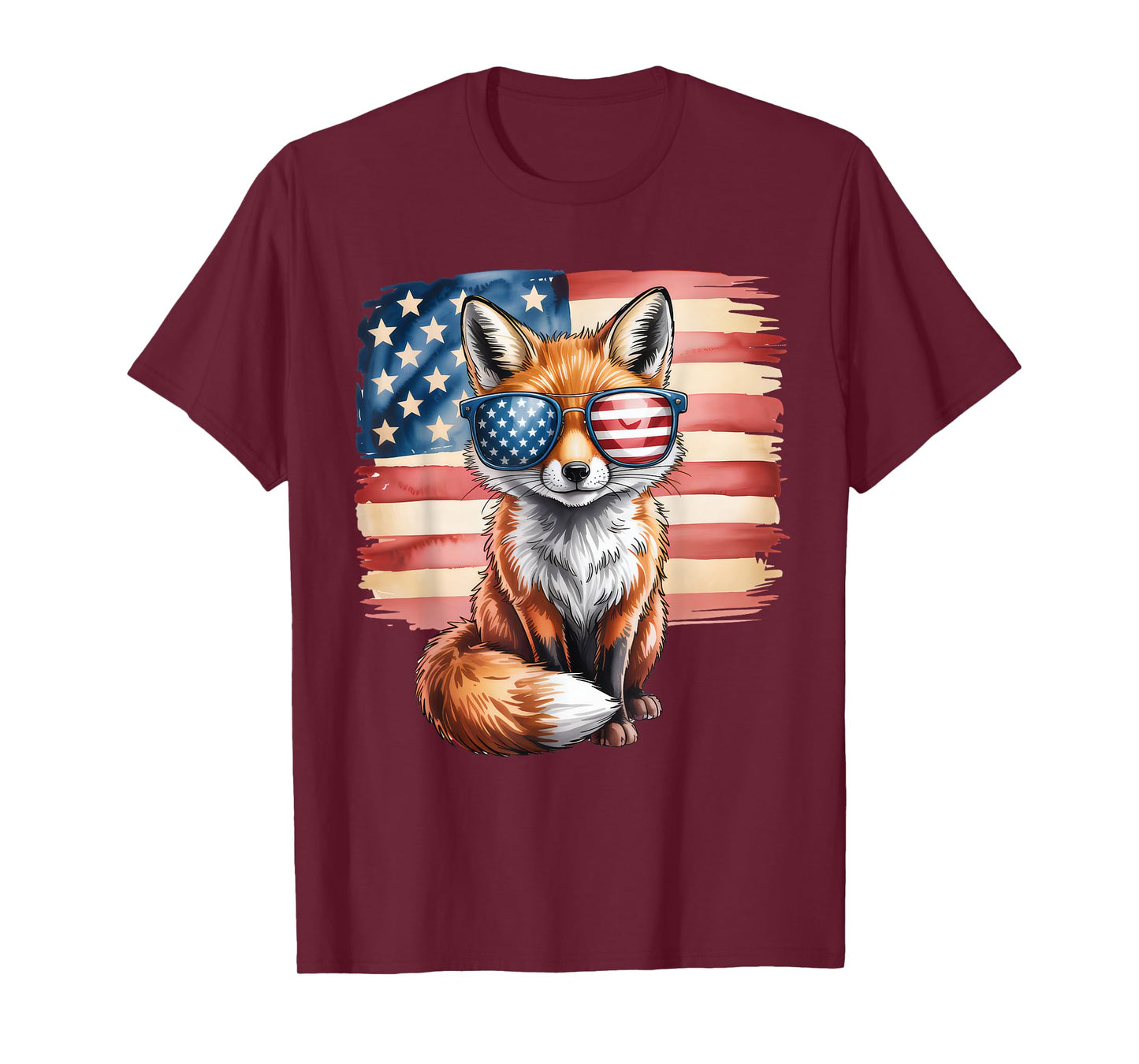 American Flag Fox USA 4th Of July Patriotic Men Women T-Shirt