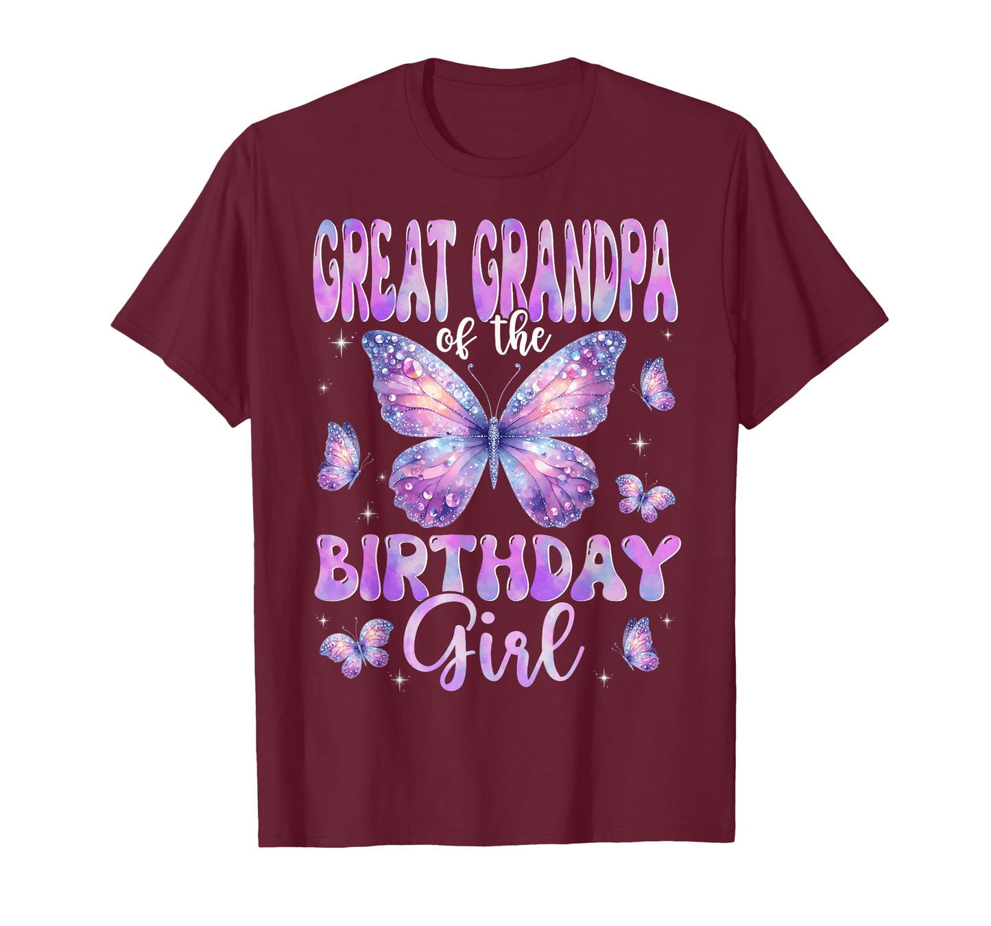 Great Grandpa Of The Birthday Girl Butterfly Family Matching T-Shirt