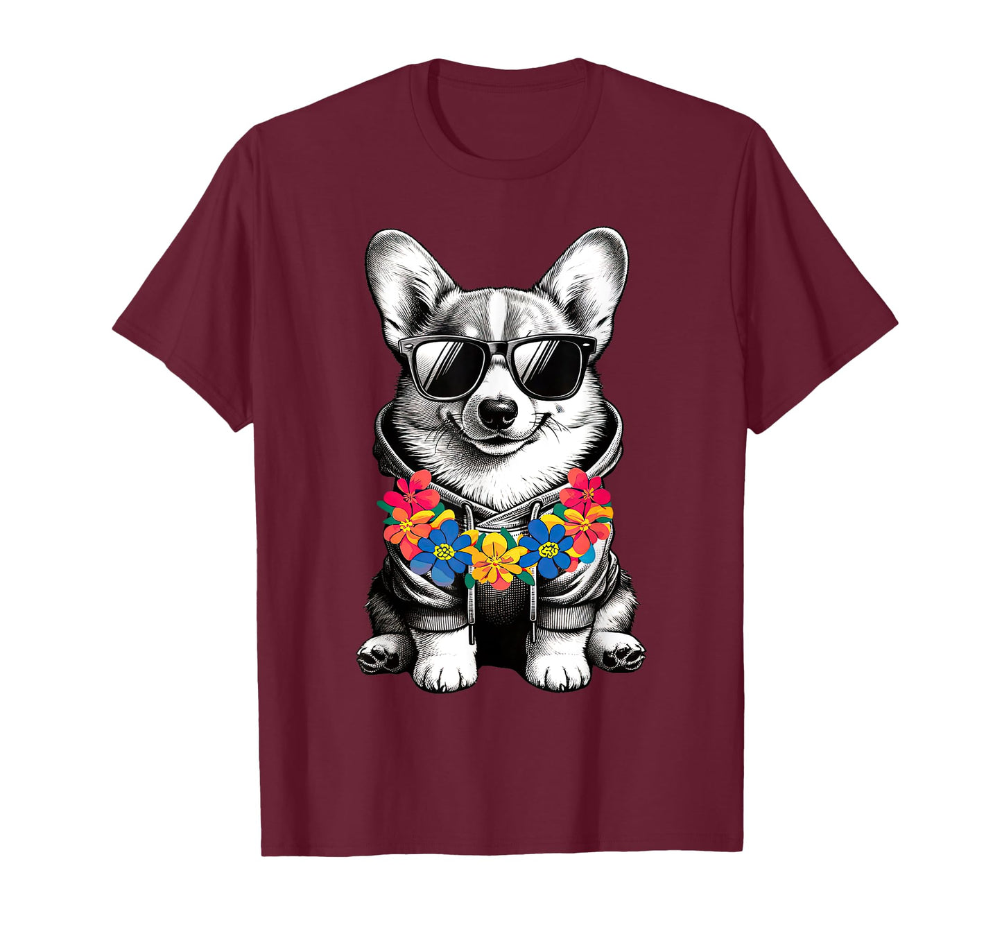 Retro Hawaiian Corgi Dog Mom Tropical Floral Summer Vibes T-Shirt for Men Women Kids
