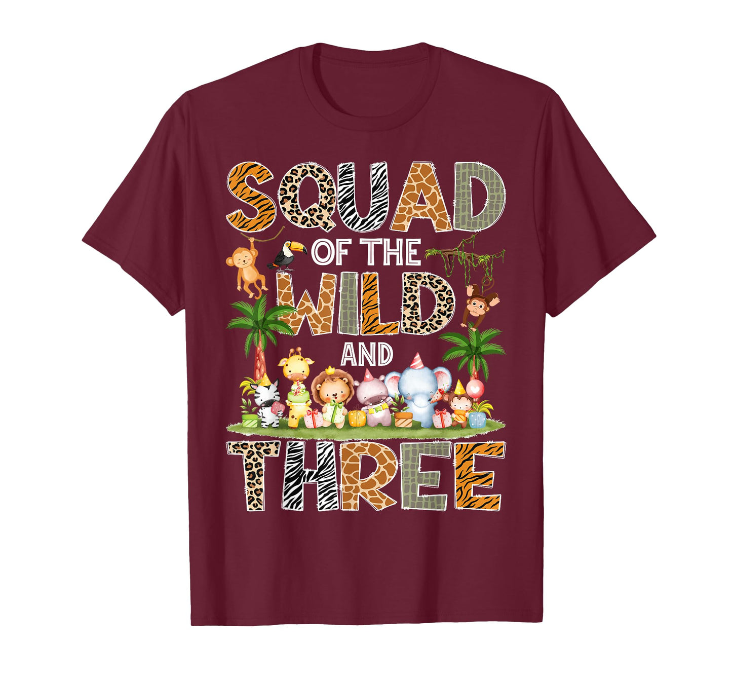 Squad Of The Wild & Three 3Rd Birthday Safari Jungle T-Shirt