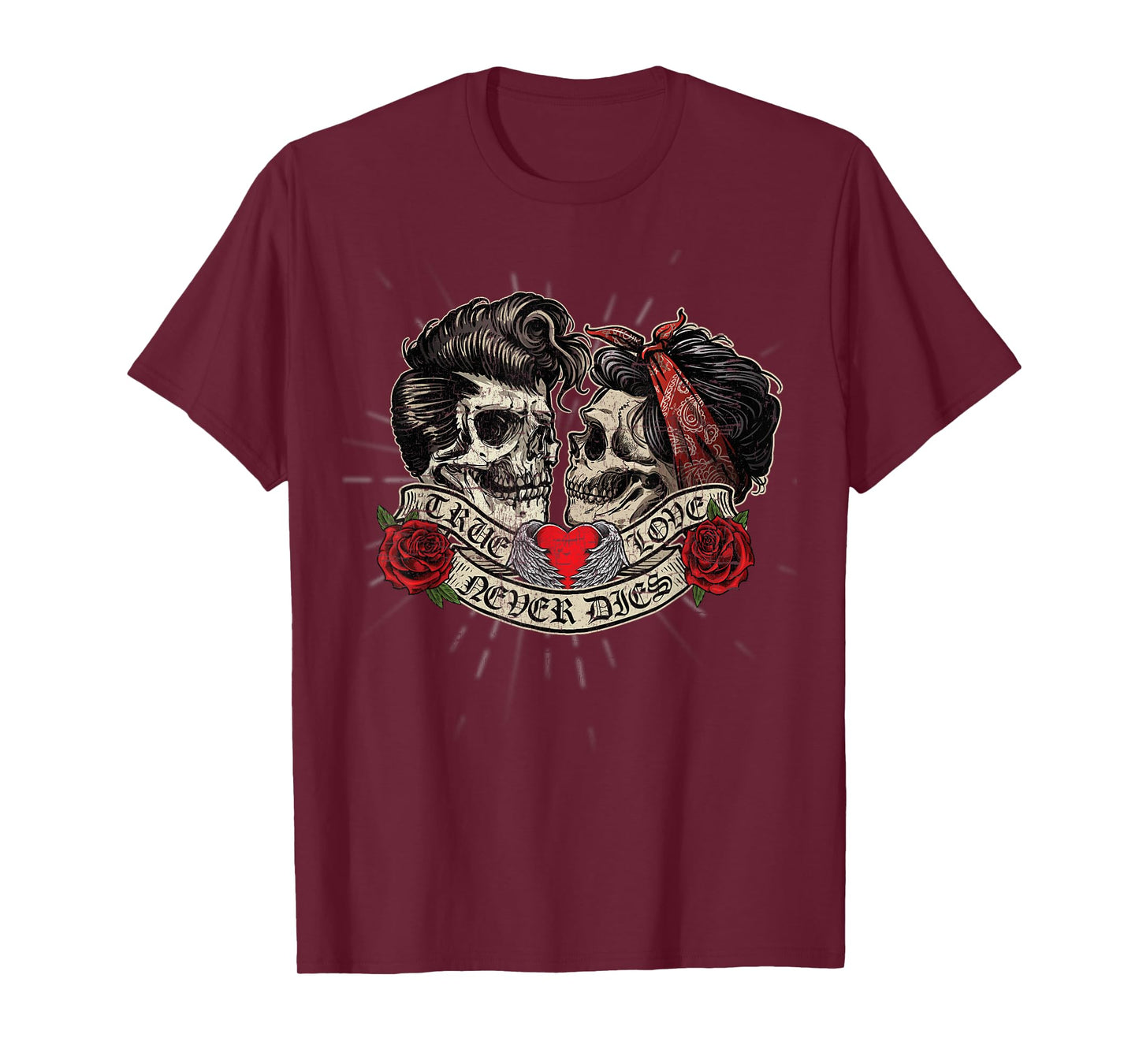 Vintage Retro True Love Never Dies Tattoo Rockabilly T-Shirt