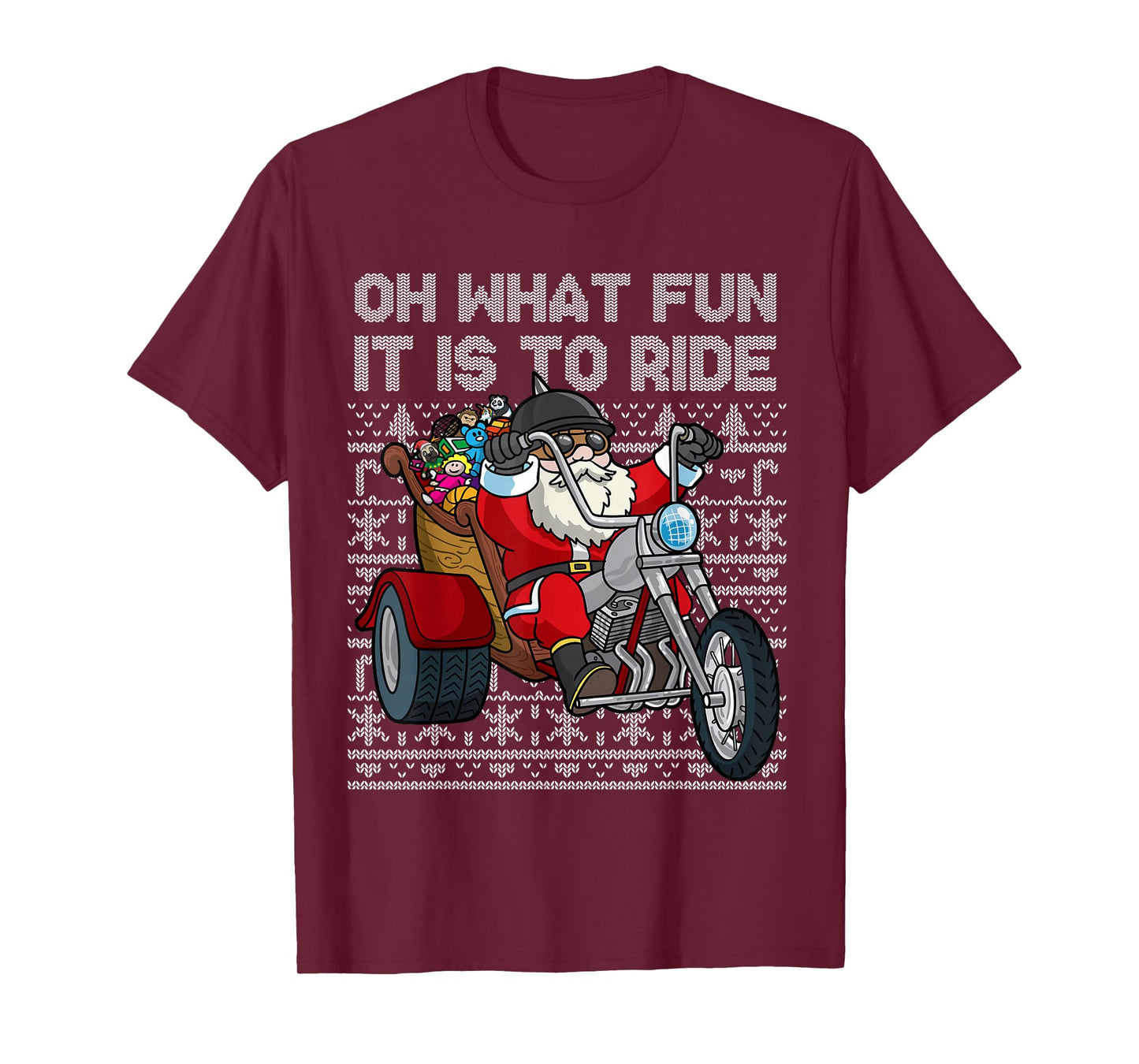 Christmas Biker Santa Motorcycle Oh What Fun It Is To Ride T-Shirt