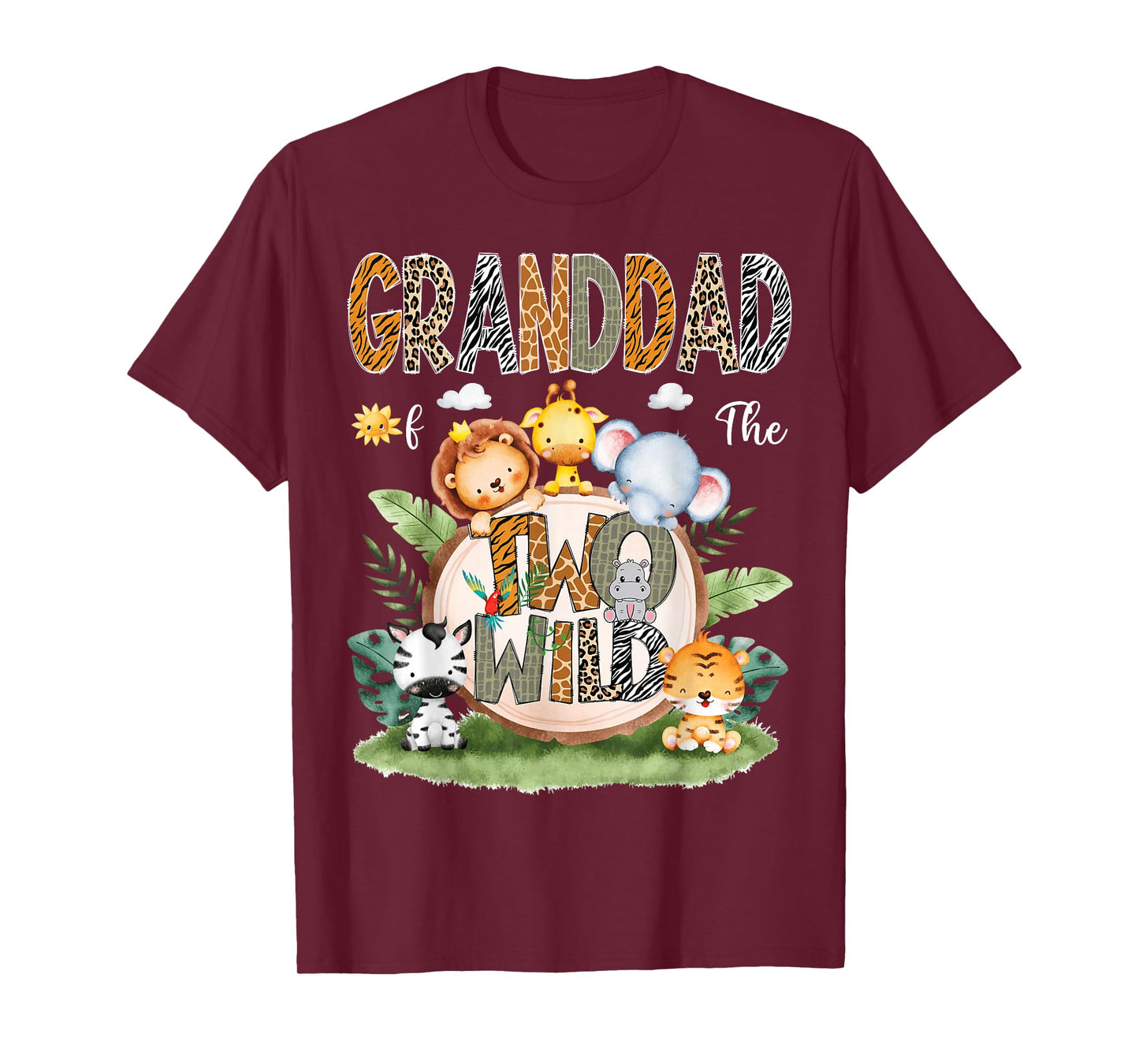 Granddad Of The Two Wild 2Nd Birthday Safari Animal Lover T-Shirt