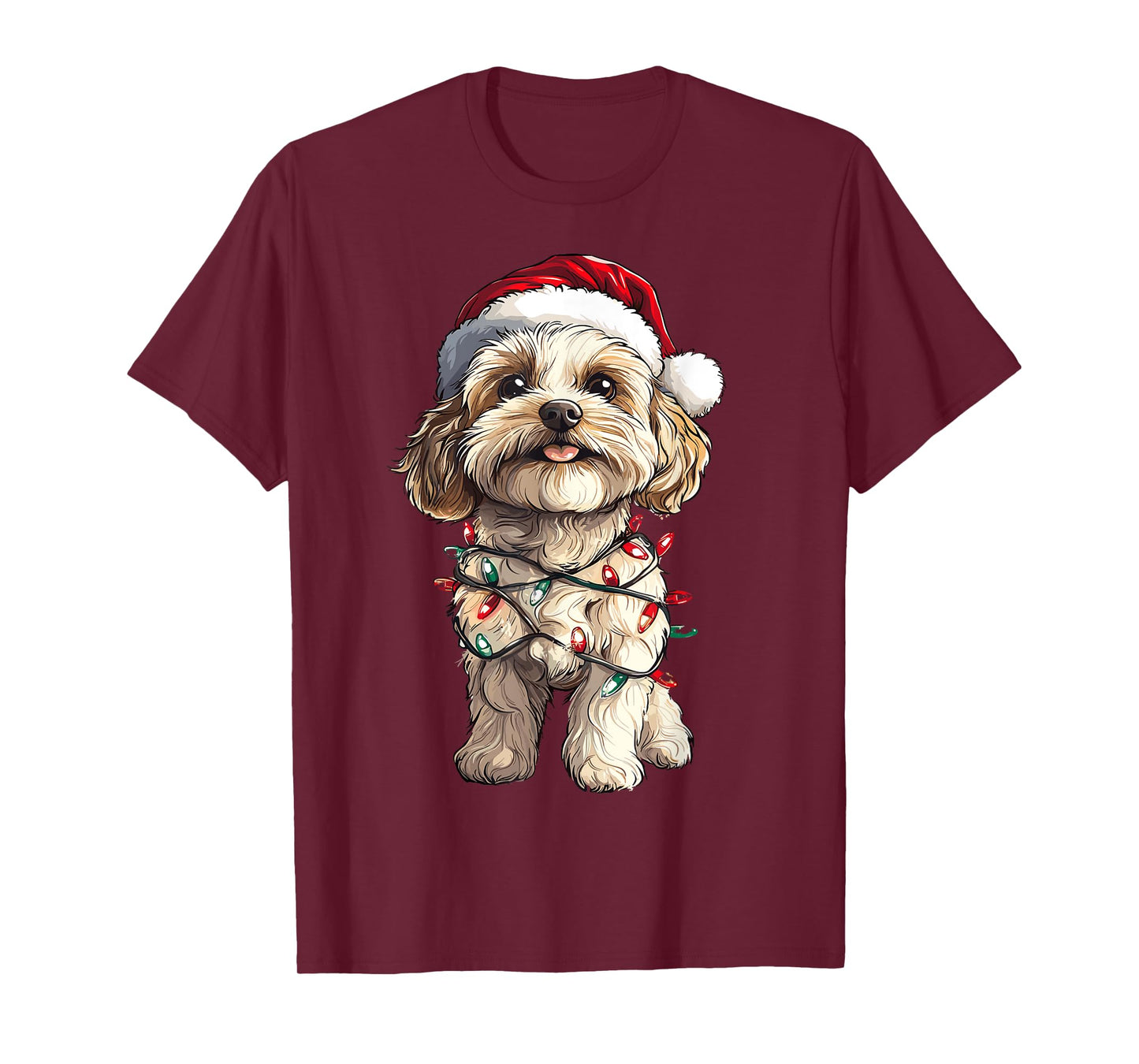 Cavachon Santa Christmas Tree Lights Xmas Dog Lover Pajama T-Shirt