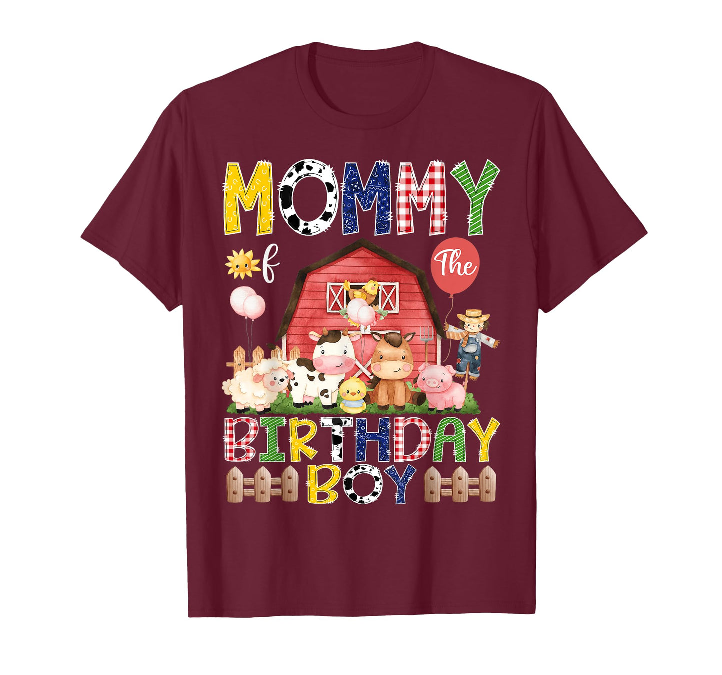Mommy Of The Birthday Boy 1St Birthday Red Cow Farm T-Shirt
