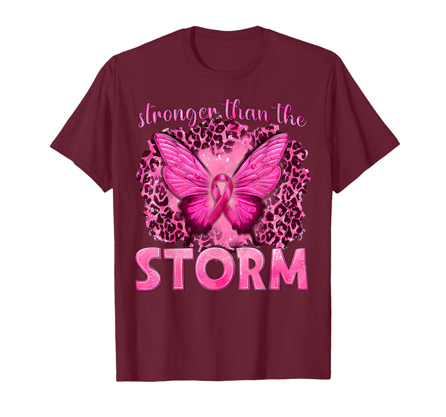 Stronger Than The Storm With Butterfly Breast Cancer Warrior T-Shirt