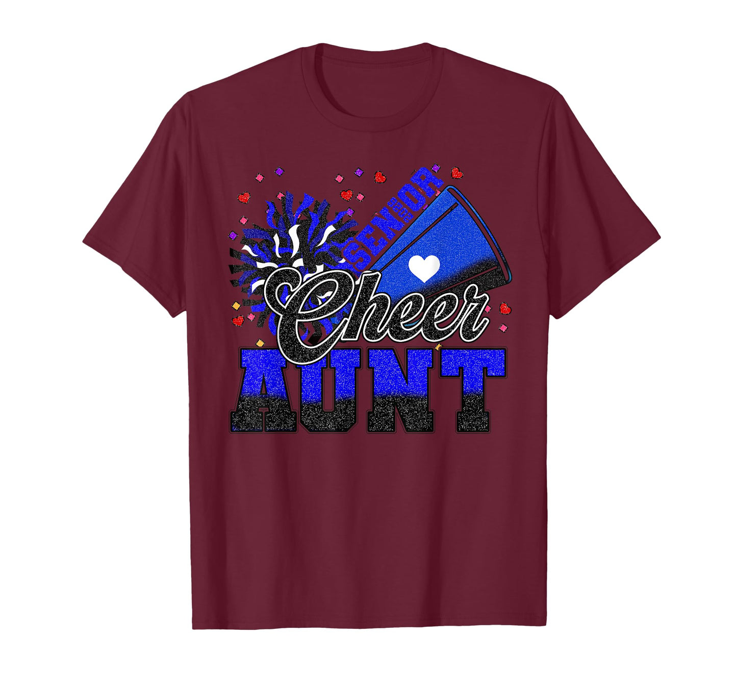 Senior Cheer Aunt 2026 Blue Vintage Auntie Cheerleader T-Shirt