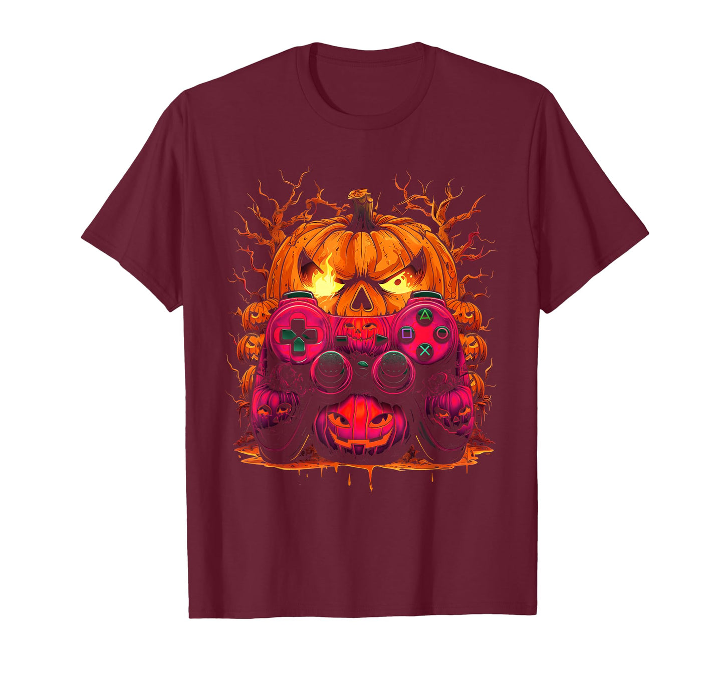 Pumpkin Controller Halloween Gamer Video Gamer Kids Boys T-Shirt