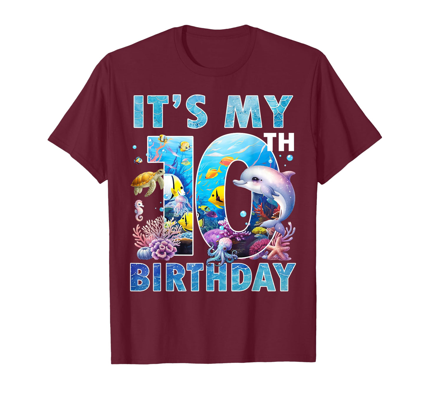 It’s My 10th Birthday Ocean 10 Years Old Sea Aquarium Bday T-Shirt