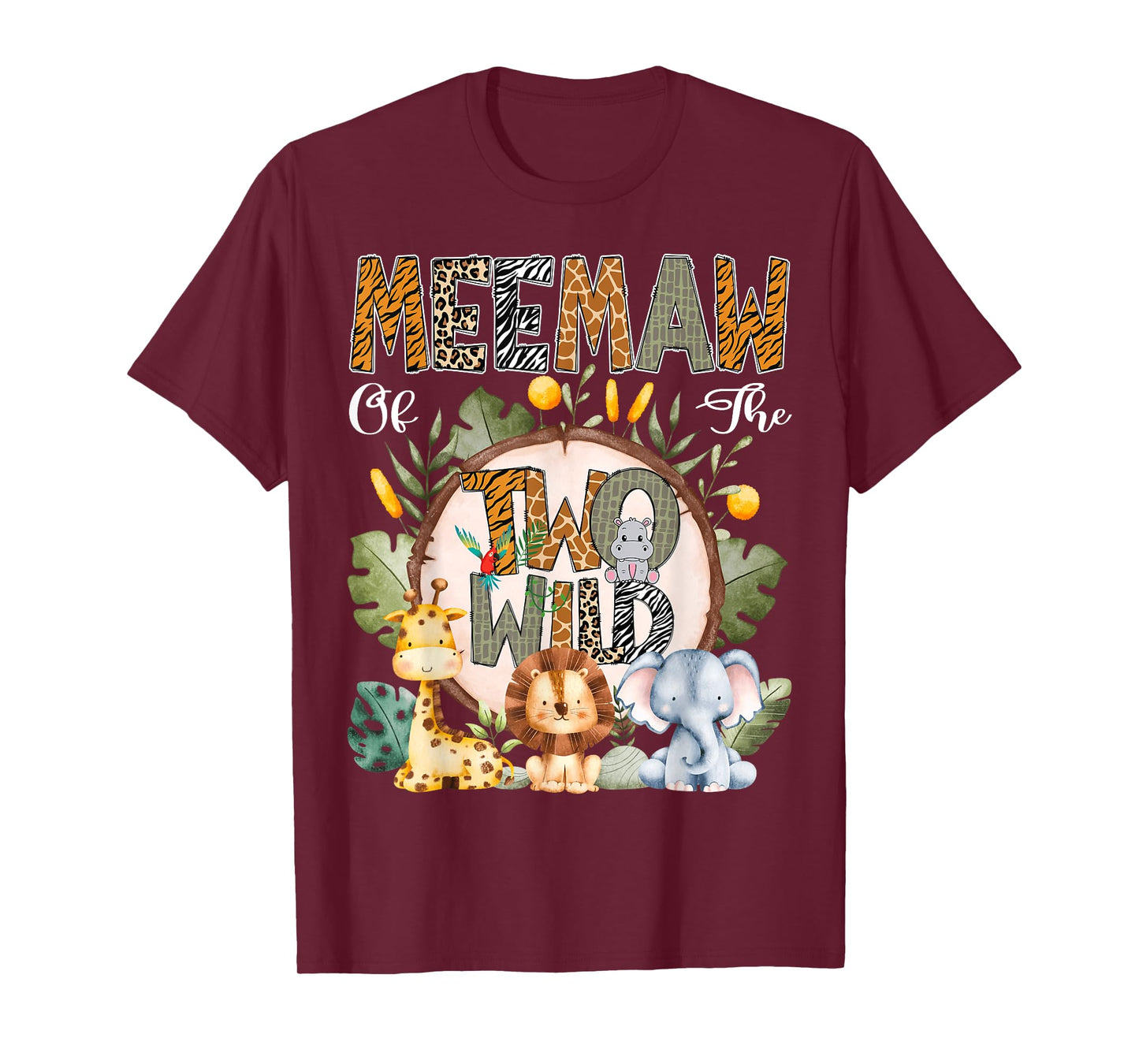 Meemaw Of The Two Wild Animal Safari 2Nd Birthday Party T-Shirt
