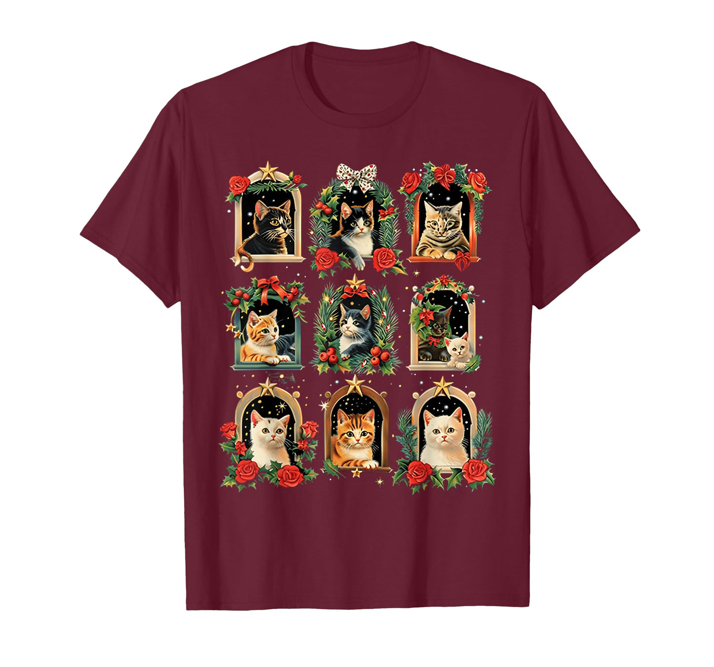 Vintage Kitten Christmas Cats, Cat Mom, Cat Dad Women Men T-Shirt
