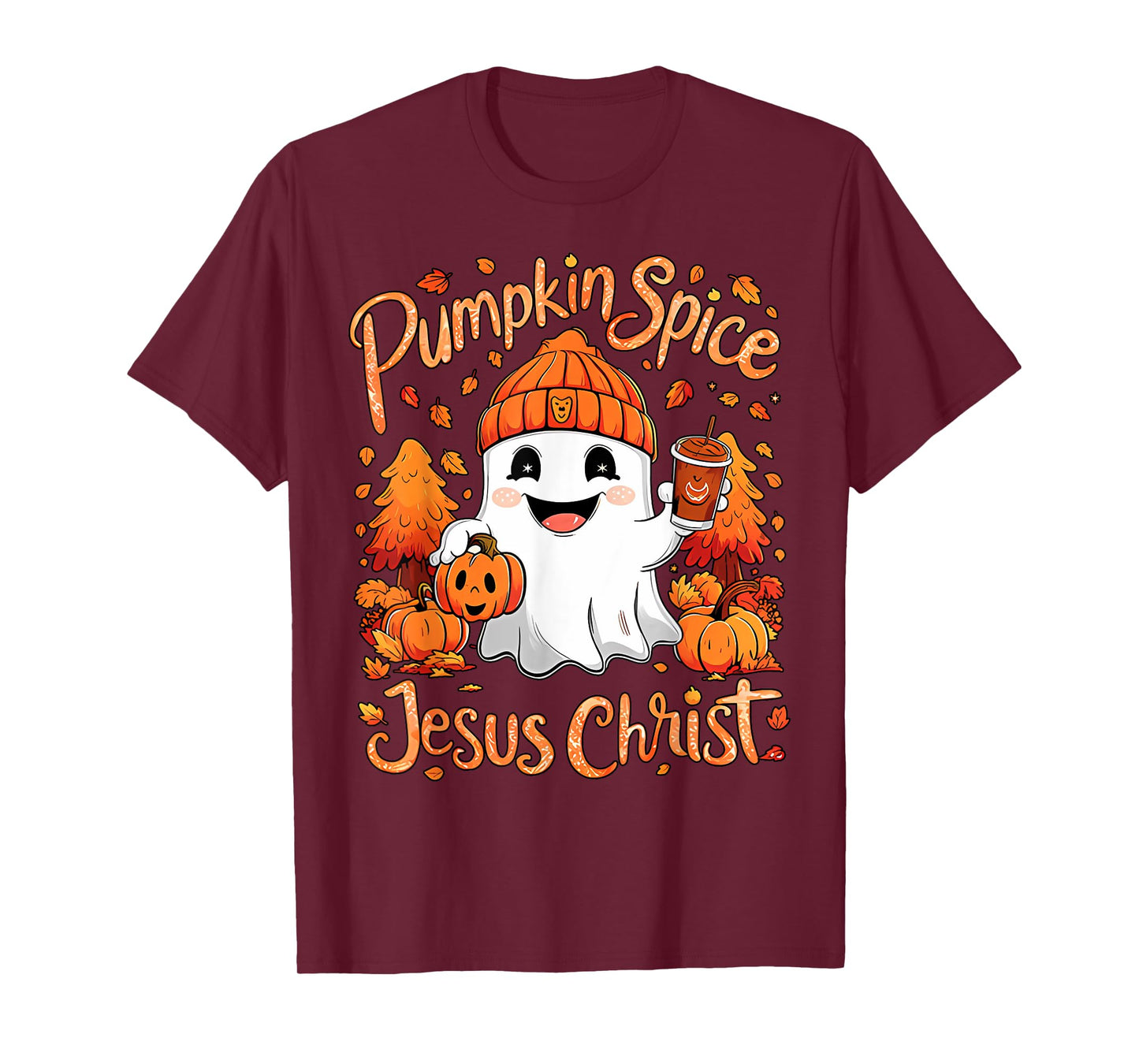Pumpkin Spice Jesus Christ Ghost Fall Autumn Jesus Christian T-Shirt