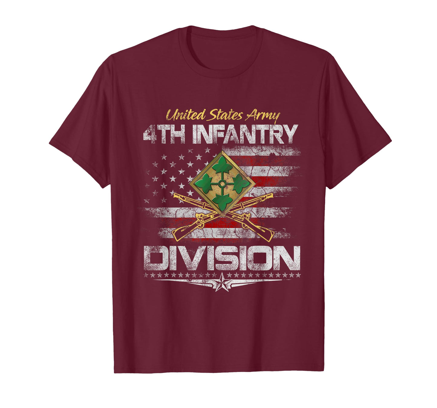 USA 4th Infantry Division Veteran Shirt Vintage Veterans Day T-Shirt