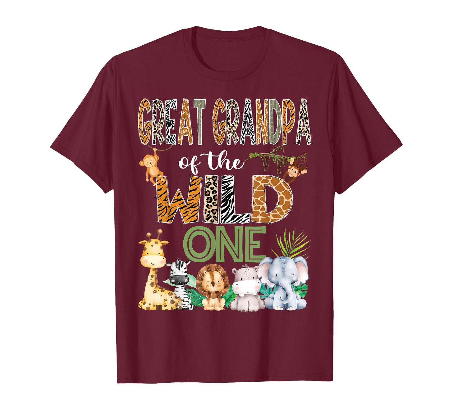 Great Grandpa Of The Wild One 1St Birthday Safari Zoo Jungle T-Shirt