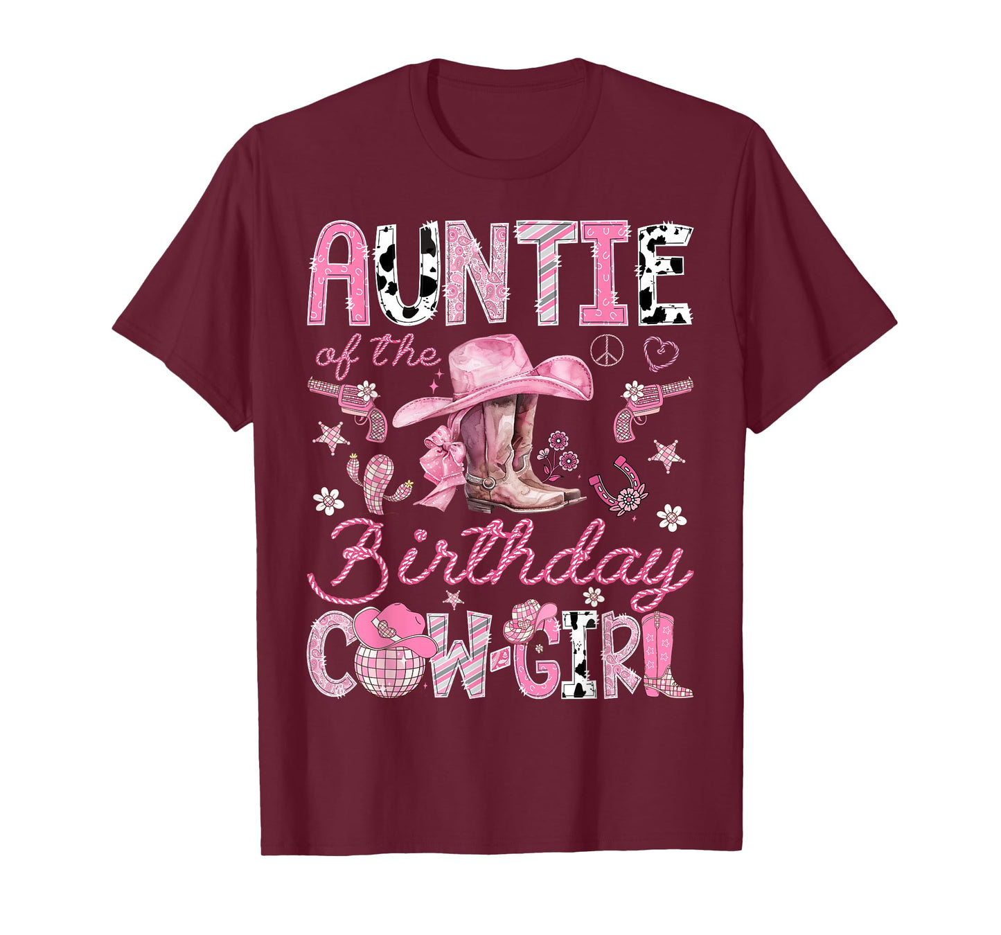 Auntie Of The Birthday CowGirl Coquette Rodeo Auntie T-Shirt