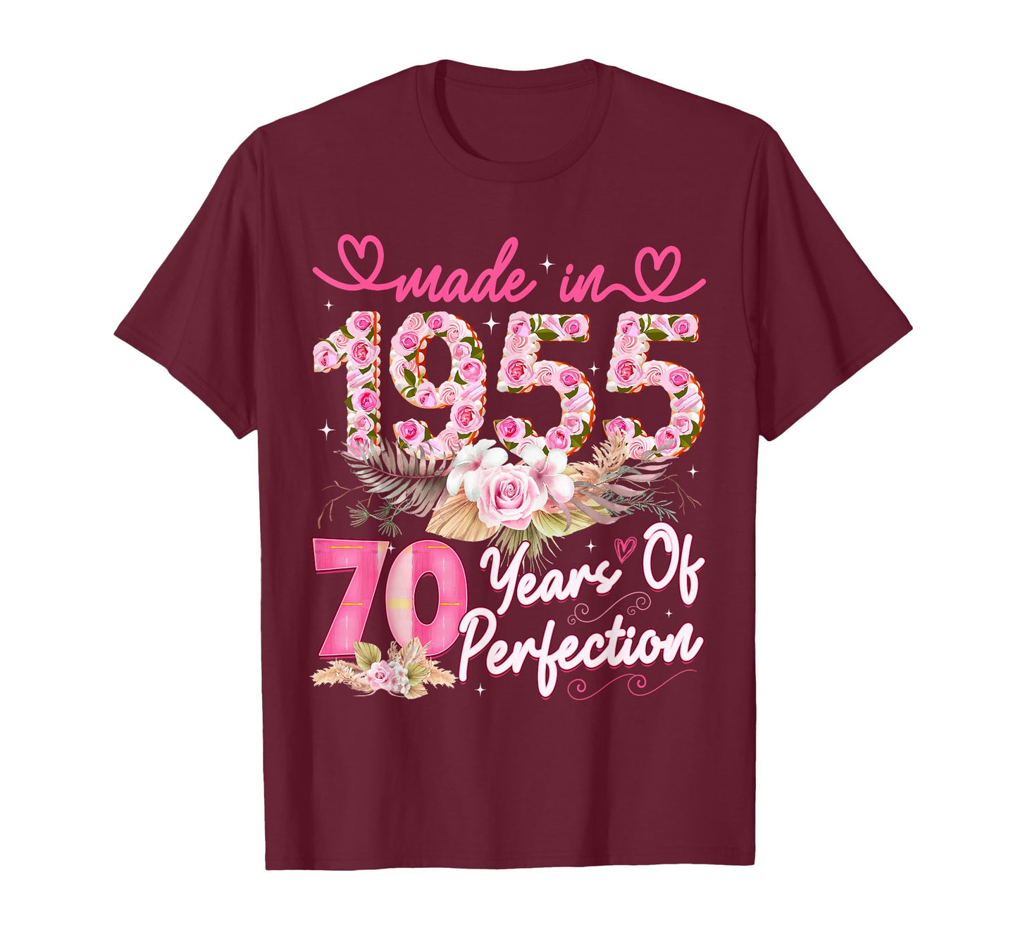 Made in 1955 70th Birthday 70 Year Old Floral Perfection T-Shirt