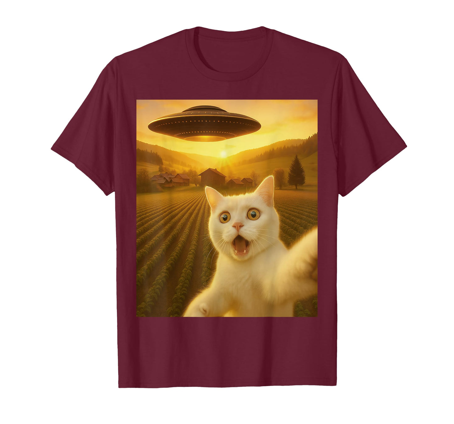 Cat Selfie with Alien UFO Funny Cats Gifts for Men Women Kid T-Shirt