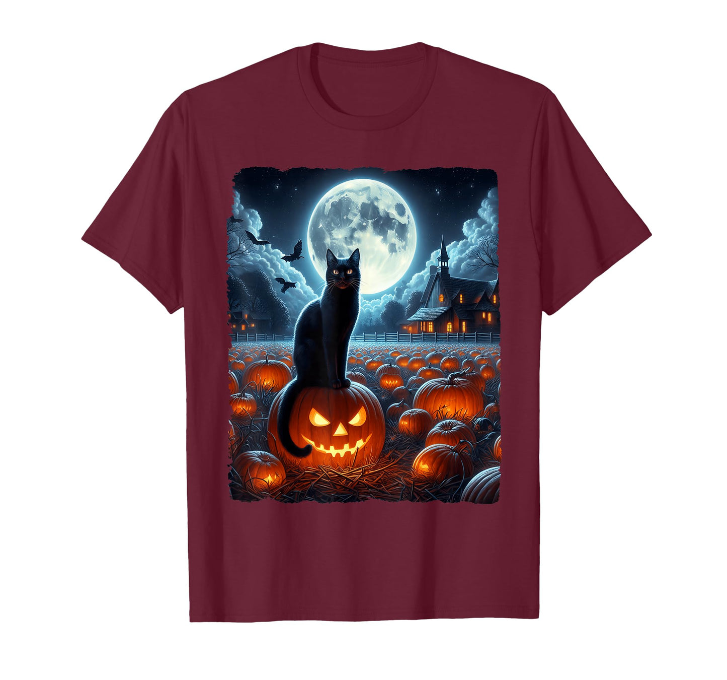 Black Cat Halloween Cat Lovers Starry Night Cat Van Gogh Cat T-Shirt