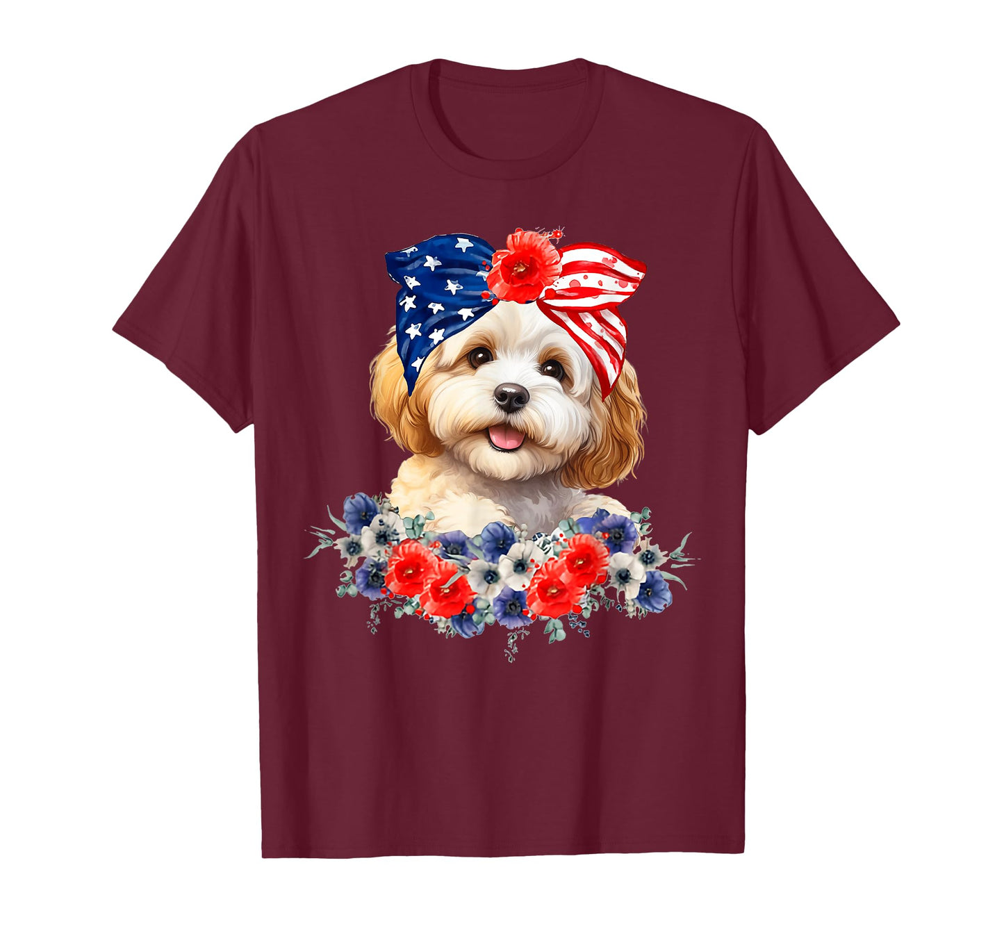 Cavapoo Dog Bandana American Flag 4th Of July T-Shirt