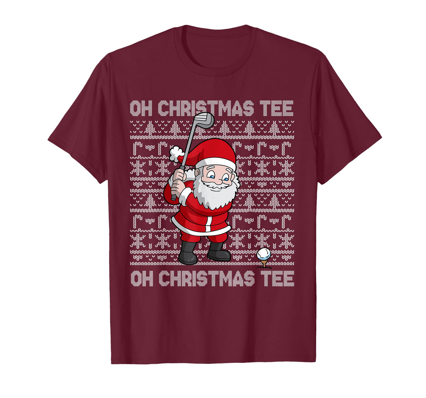 Golf Oh Christmas Tee Santa Claus Golfer Golfing Short Sleeve T-Shirt