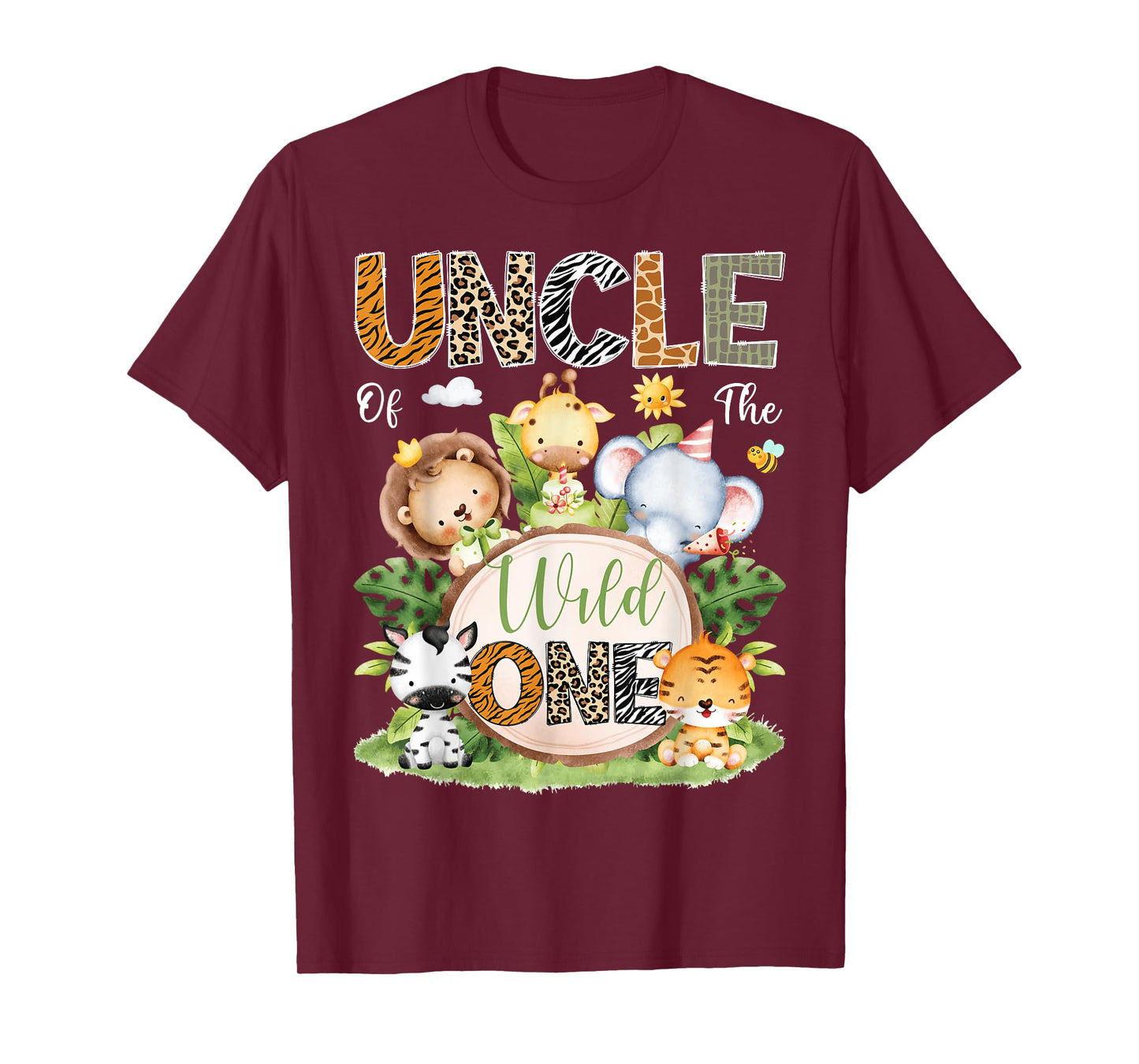 Uncle Of The Wild One 1St Birthday Kids Safari Jungle T-Shirt
