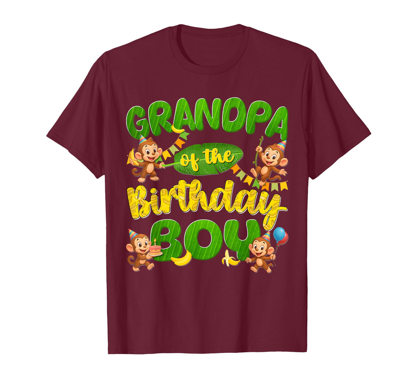 Grandpa Of The Birthday Boy Monkey Family Matching Party T-Shirt