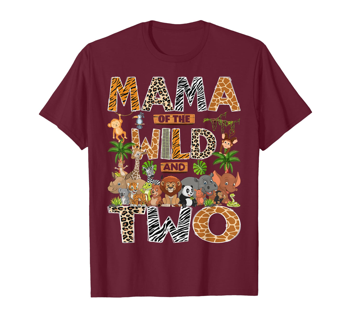 Mama Of The Wild & Two 2Nd Birthday Boy Safari Jungle T-Shirt