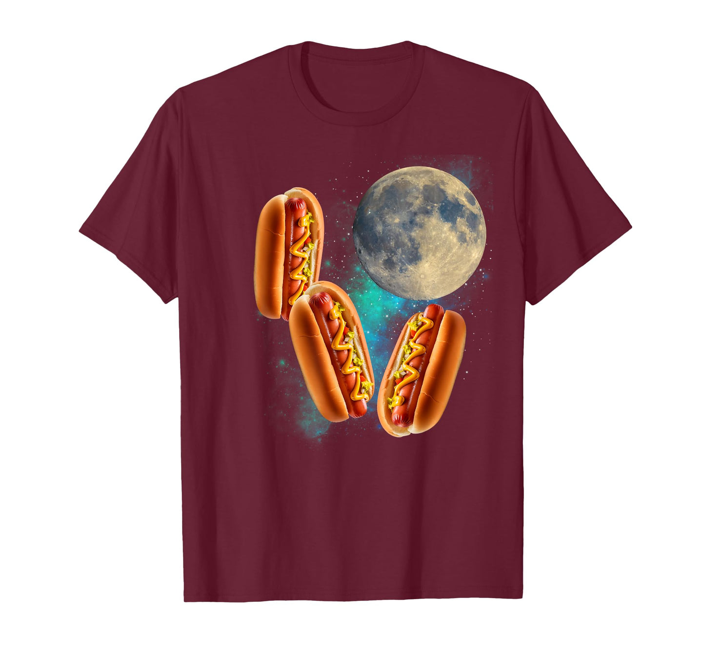 Three Hotdogs Moon Howling Funny 3 Hotdogs Howling At Moon T-Shirt