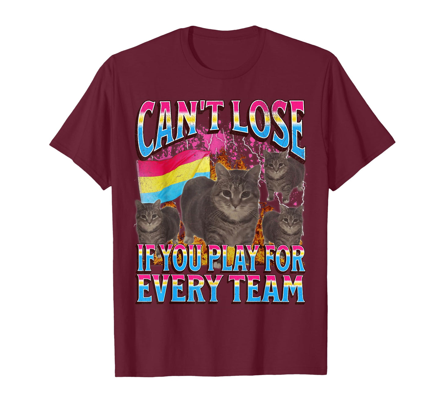Can't Lose Funny Pansexual Lgbtq Cat Meme Bootleg Graphic T-Shirt