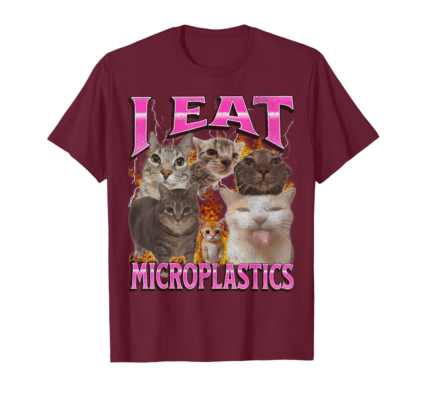 I Eat Microplastics Funny Cat Meme Bootleg Graphic Men Women T-Shirt