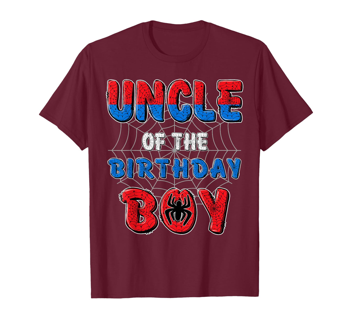 Uncle of The Birthday Boy Spider Web Funny Birthday Party T-Shirt