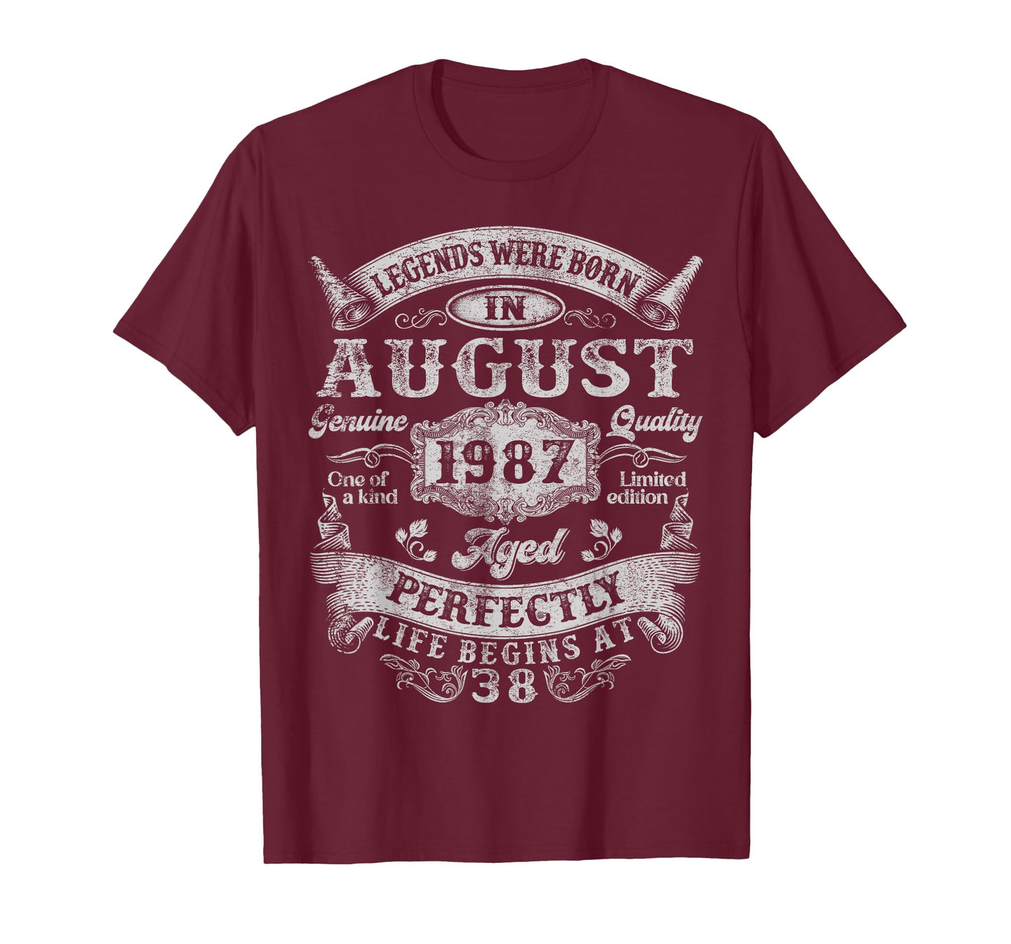 Legends Were Born In August 1987 Vintage 38th Birthday Men T-Shirt