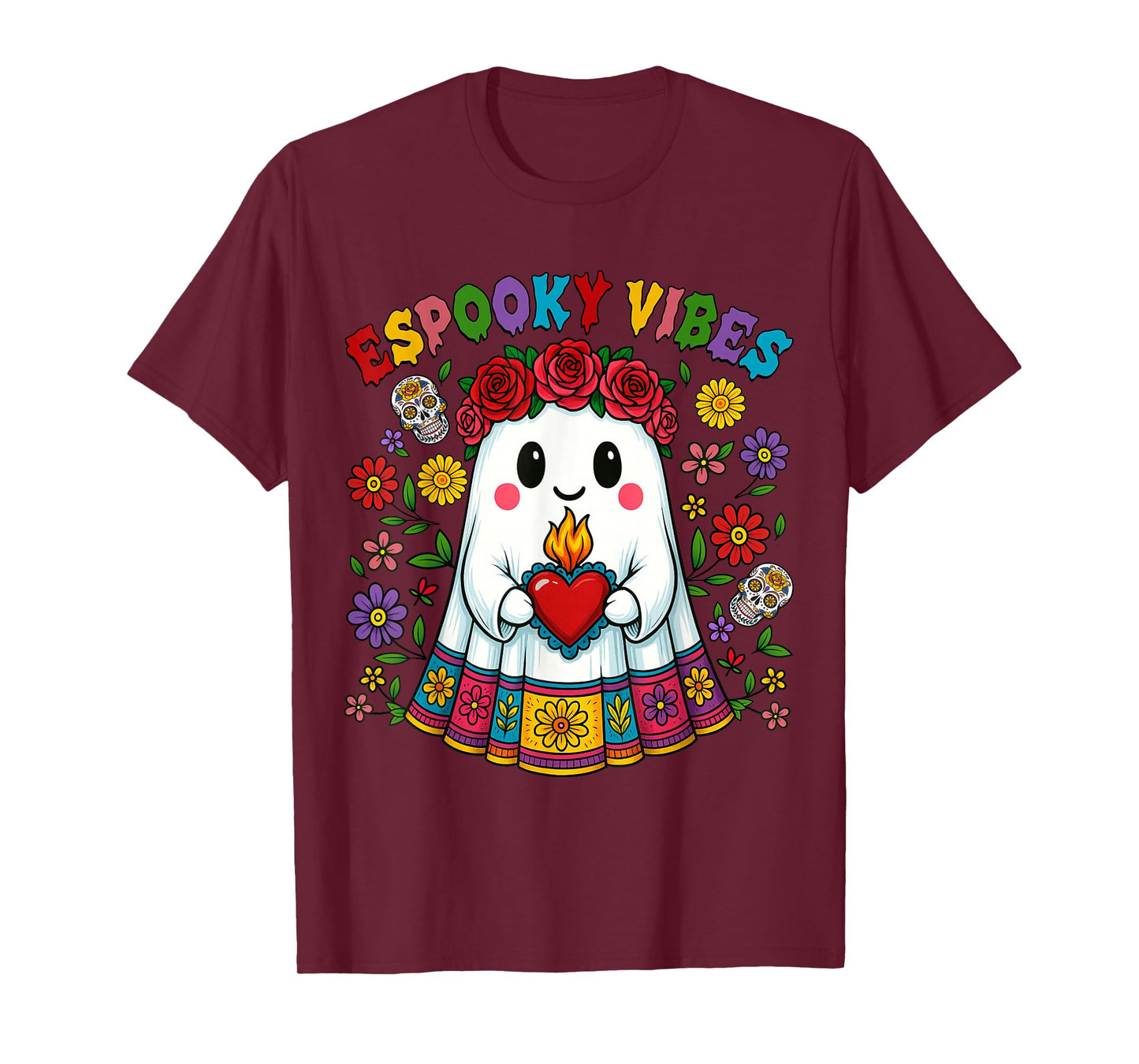 Espooky Vibes Halloween Mexican Concha Ghost Day of The Dead T-Shirt