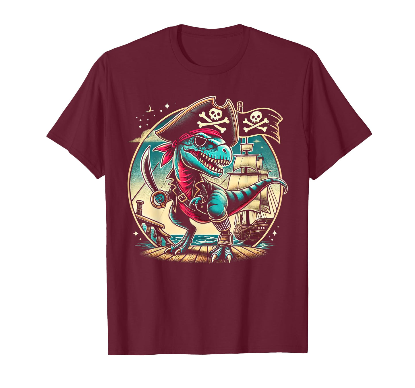 Pirate Dinosaur Tyrannosaurus Funny T-rex Halloween Costume T-Shirt