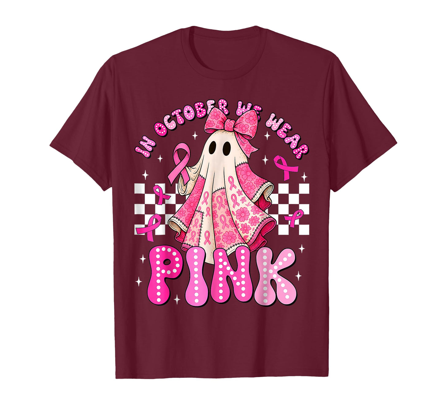 Breast Cancer Women Halloween in October We Wear Pink T-Shirt