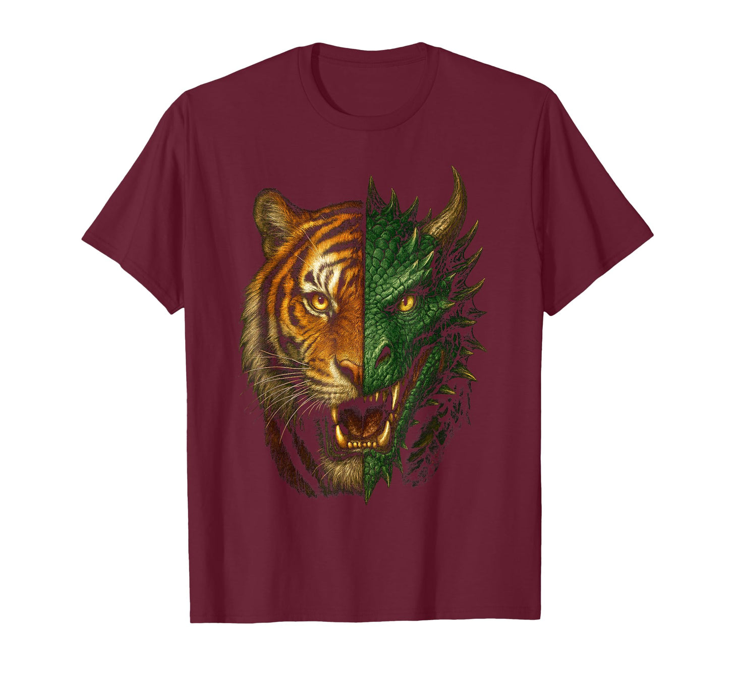 Tiger and Dragon Fusion Art Fantasy T-Shirt