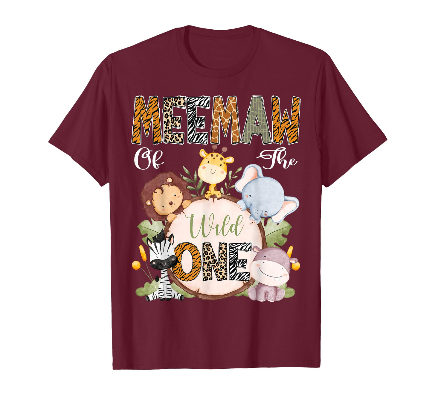Meemaw Of The Wild One 1St Birthday Safari Woodland T-Shirt