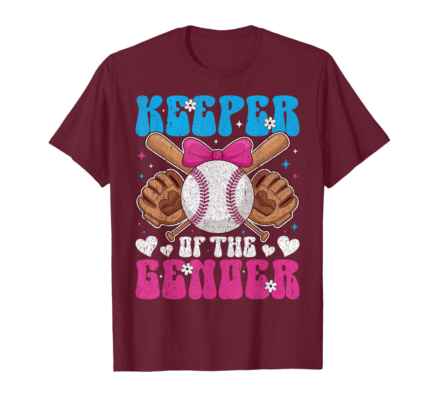 Keeper Of The Gender Baseball or Bows Gender Reveal Party T-Shirt