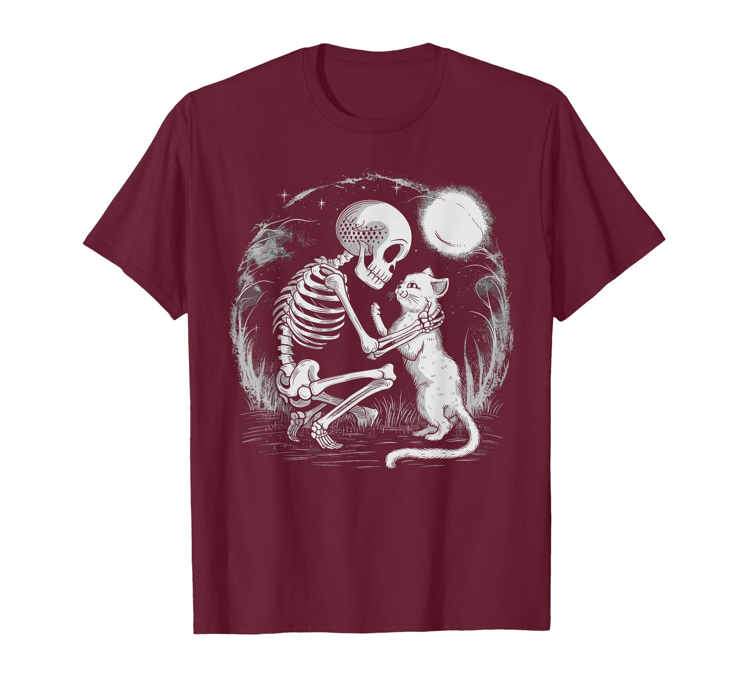 Skeleton Cat Skull Kitty Cute Goth Halloween Costume T-Shirt for Men Women Kids
