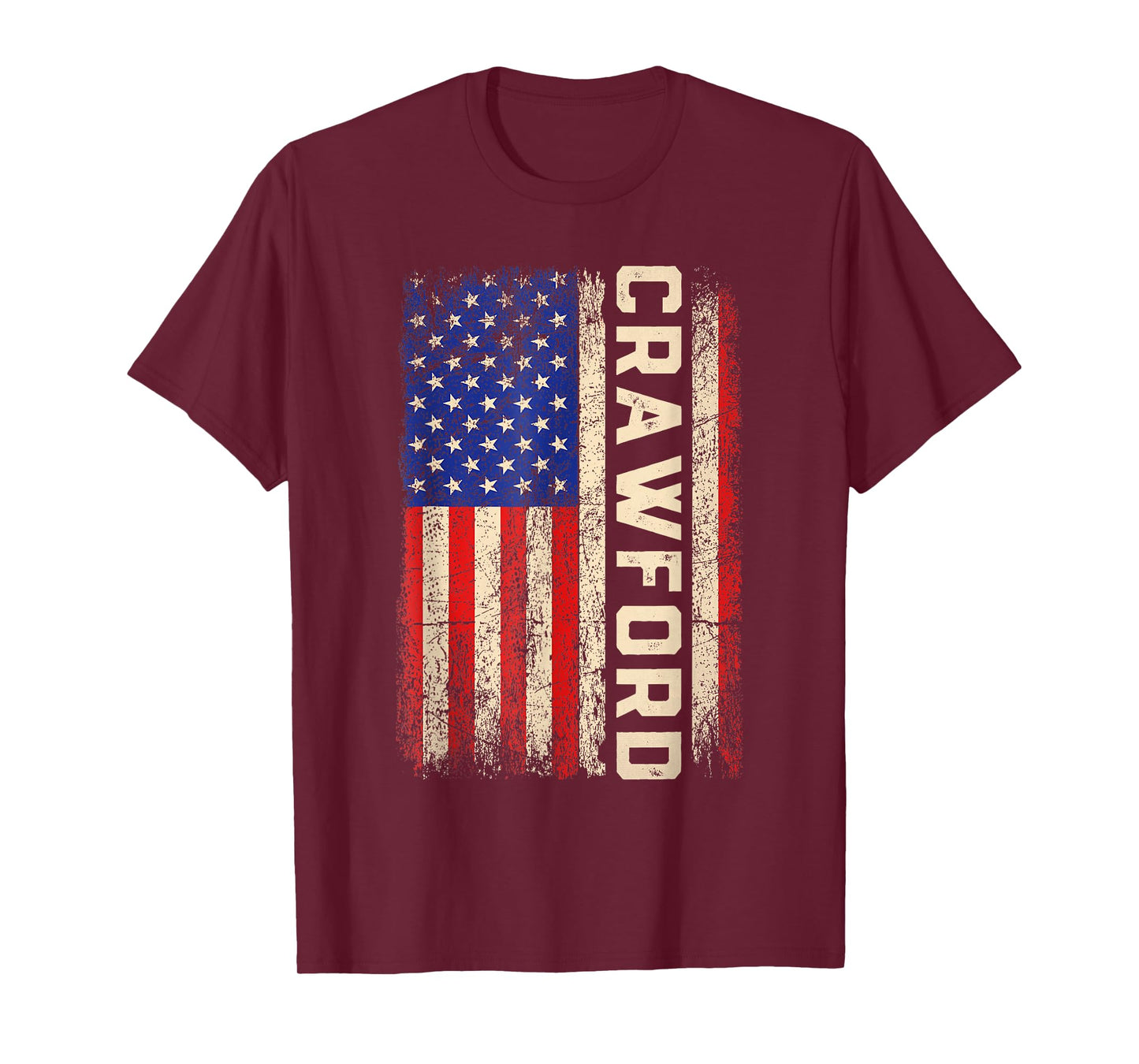 Crawford Last Name Shirt Crawford Name American Flag T-Shirt