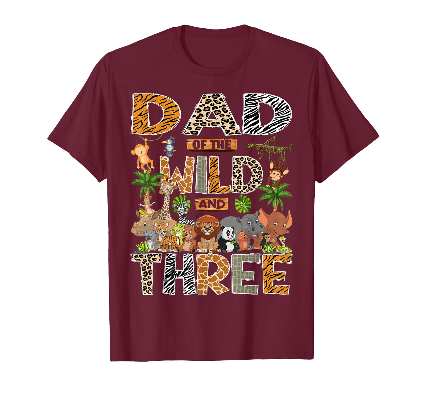 Dad Of The Wild & Three 3Rd Birthday Boy Safari Jungle T-Shirt