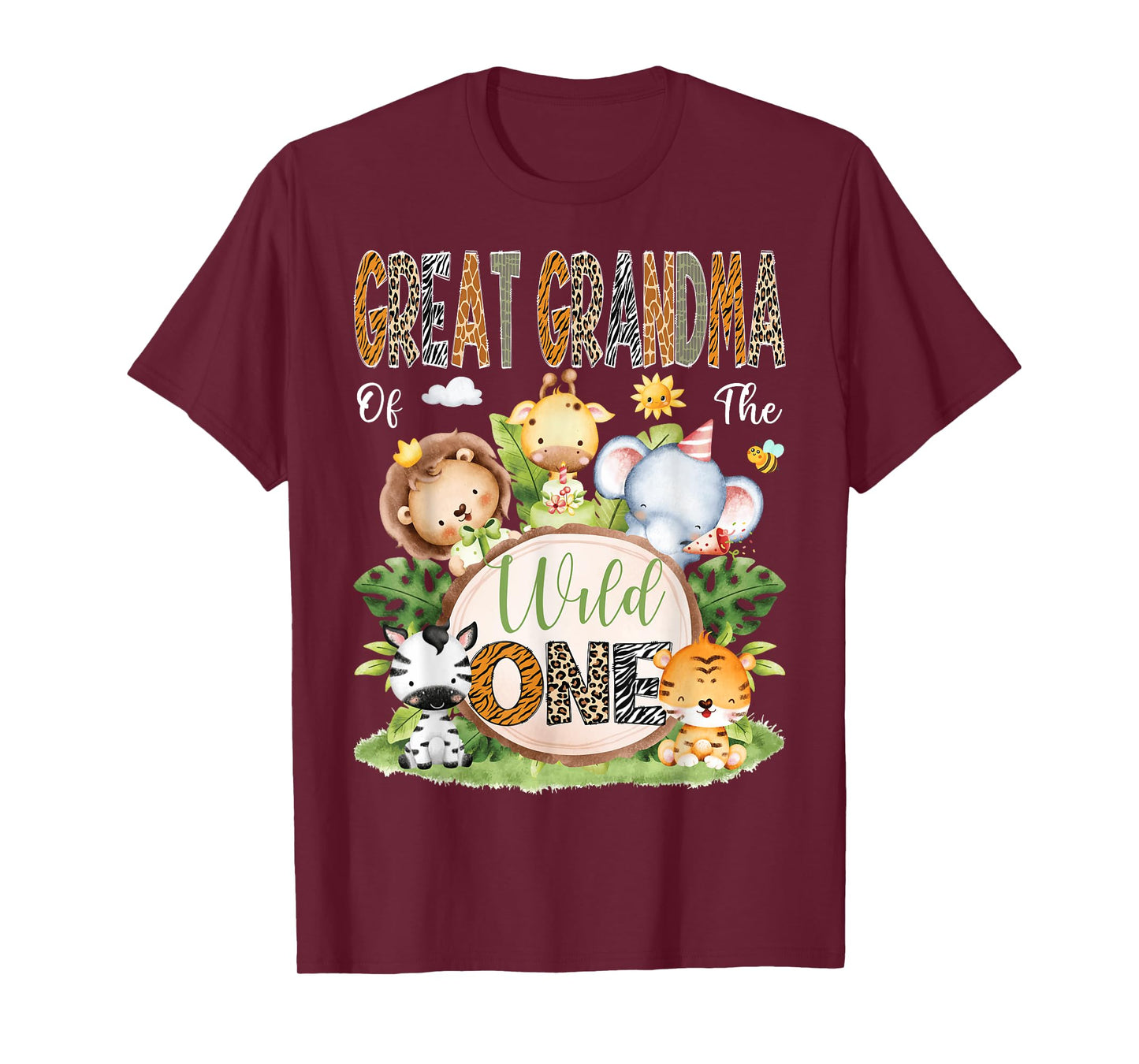 Great Grandma Of The Wild One 1St Birthday Kid Safari Jungle T-Shirt