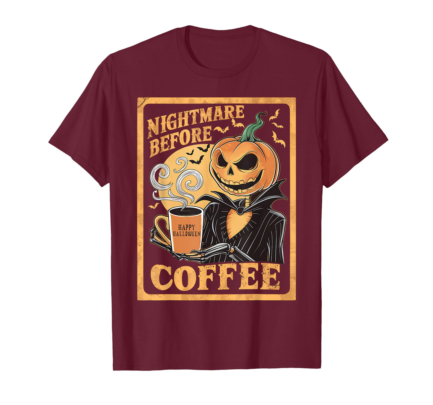 Nightmare Before Coffee Christmas Skeleton Funny Halloween T-Shirt