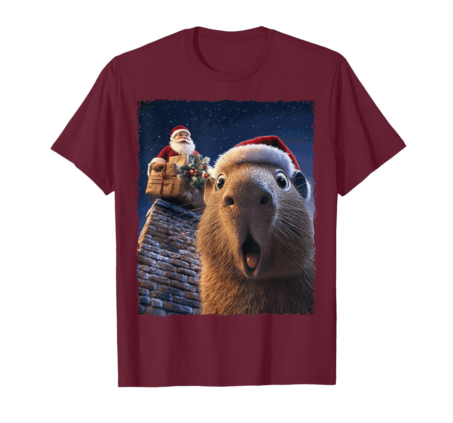 Funny Capybara Selfie Santa Xmas Christmas T-Shirt