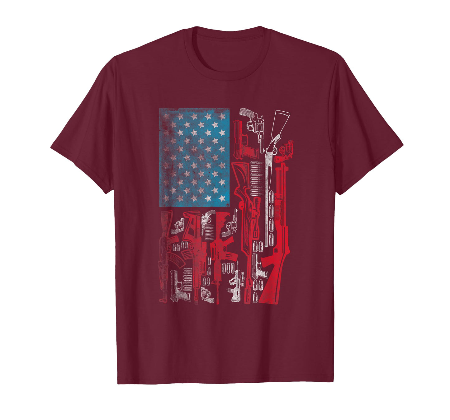 American Flag Guns Riffles Bullets US Flag Weapon Ammo Lover T-Shirt for Women Men