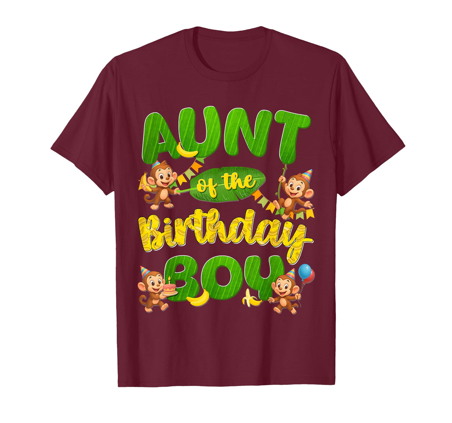 Aunt Of The Birthday Boy Monkey Family Matching Party T-Shirt