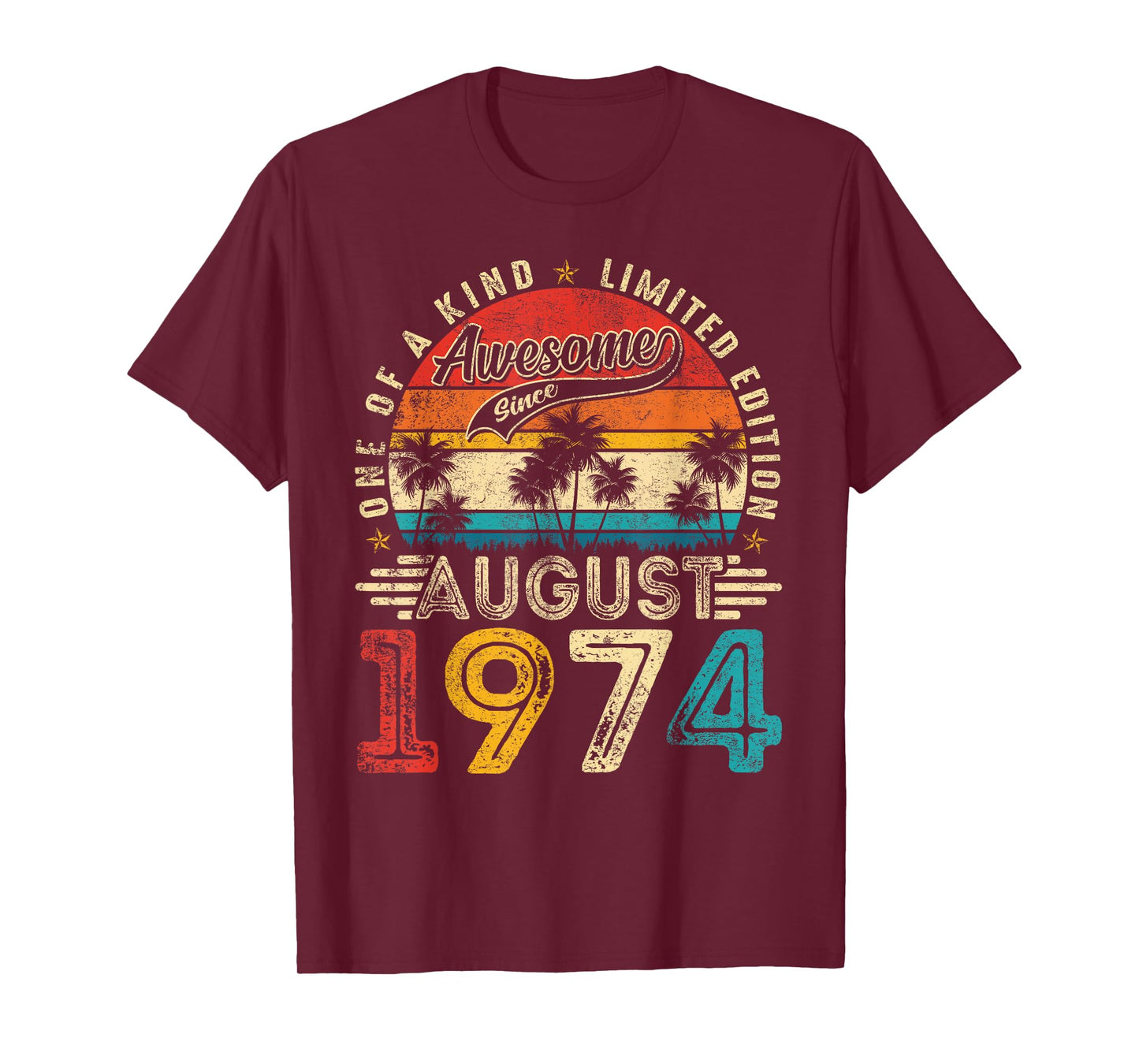 Awesome Since August 1974 Vintage Retro 50th Birthday Men T-Shirt