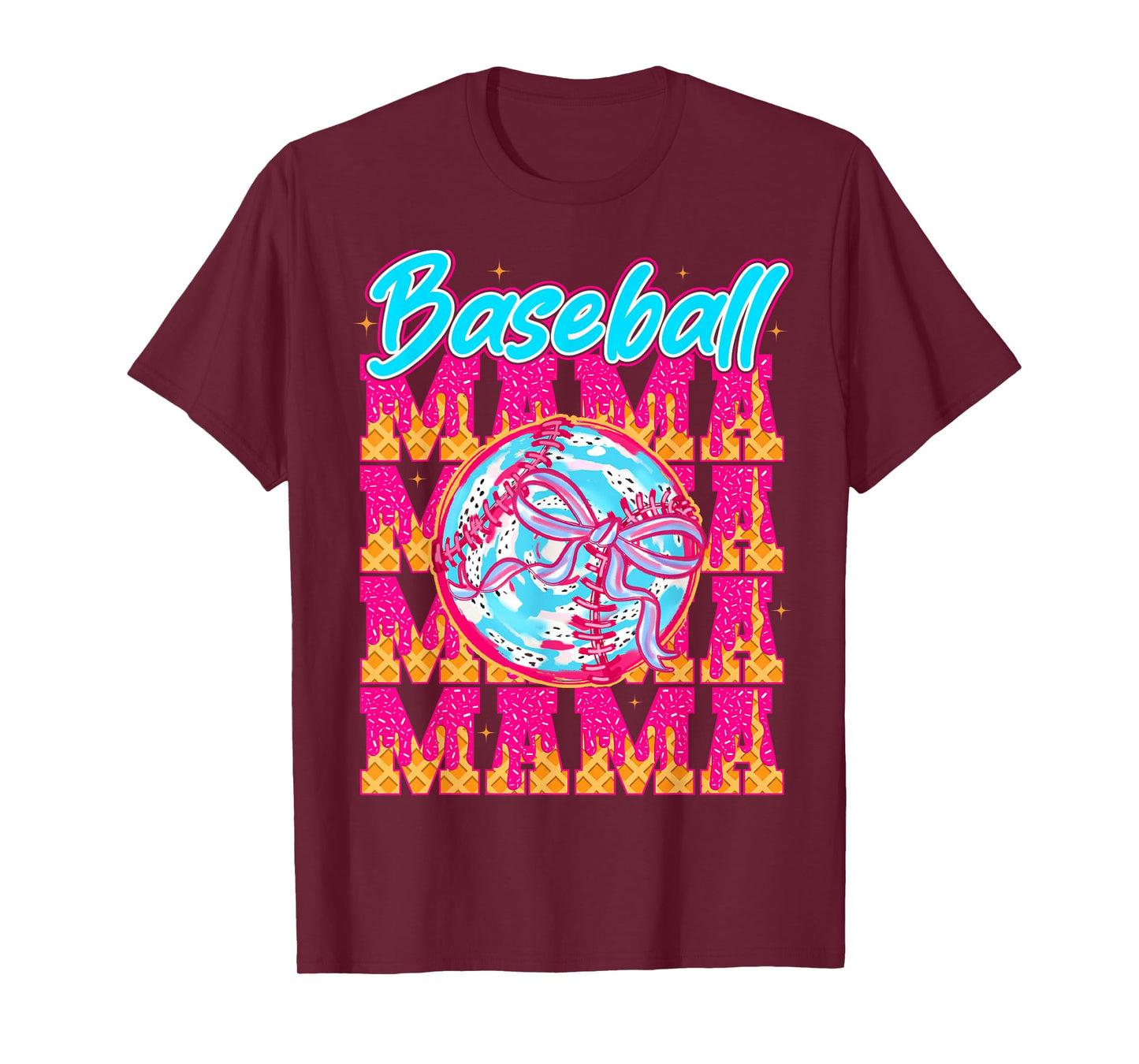 Baseball Drip Mama Ice Cream Drip Baseball Women Game Day T-Shirt