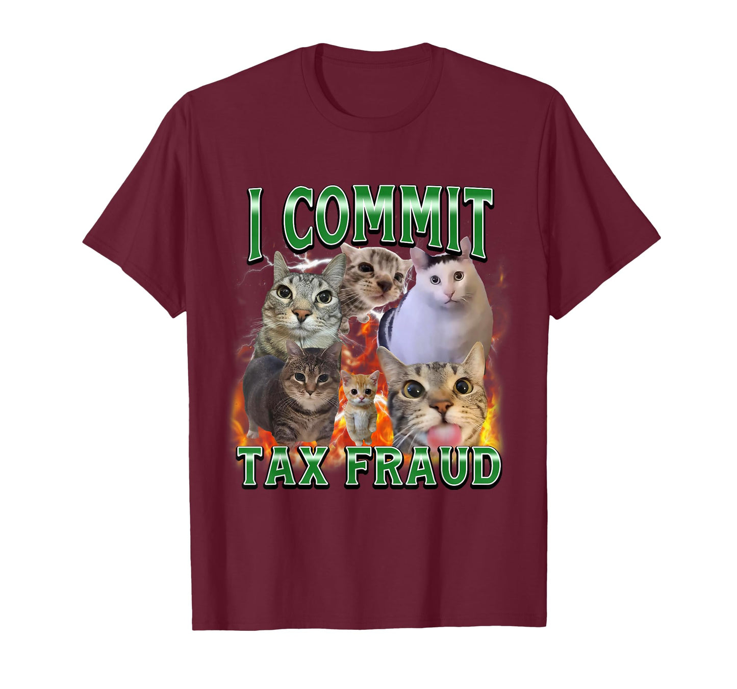 I Commit Tax Fraud Funny Cat Meme Bootleg Graphic Men Women T-Shirt